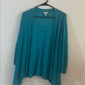 Chico's Teal Open-Front Drape Cardigan